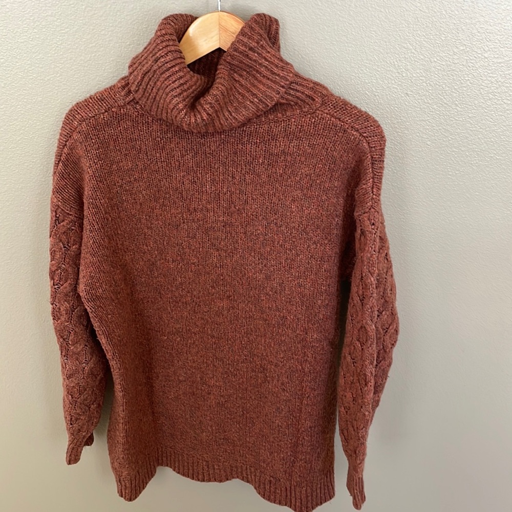 High neck cable maternity sweater